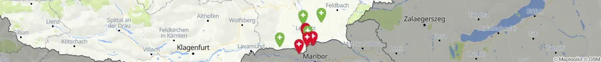 Kartenansicht für Apotheken-Notdienste in der Nähe von Gamlitz (Leibnitz, Steiermark)